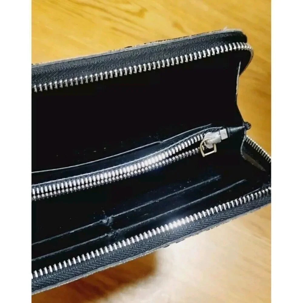 DUNHILL Engine Turn Luggage Canvas Zip Coat Wallet